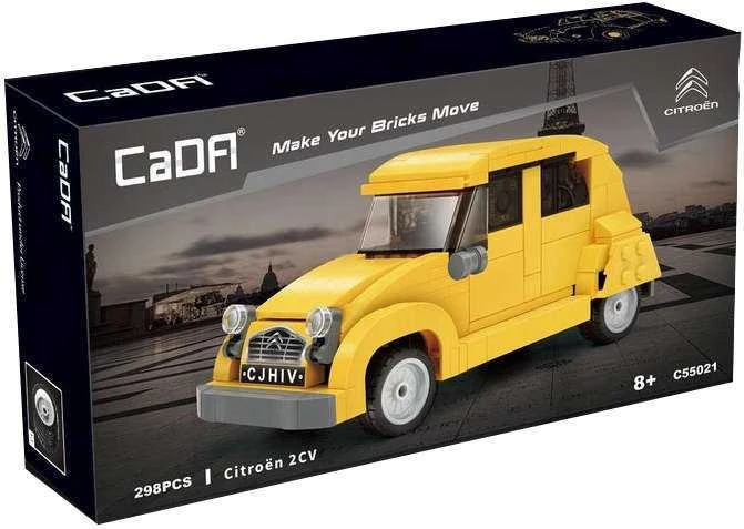 Klocki Konstrukcyjne CaDA Auto miejskie Važiuoklė Geltona Autko Citroen 2CV 298 dalys