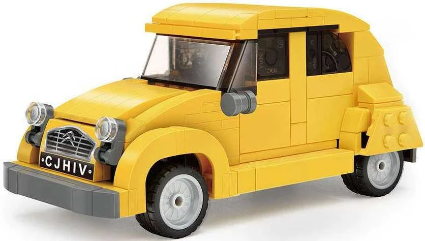 Klocki Konstrukcyjne CaDA Auto miejskie Važiuoklė Geltona Autko Citroen 2CV 298 dalys