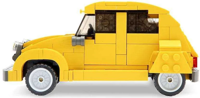 Klocki Konstrukcyjne CaDA Auto miejskie Važiuoklė Geltona Autko Citroen 2CV 298 dalys