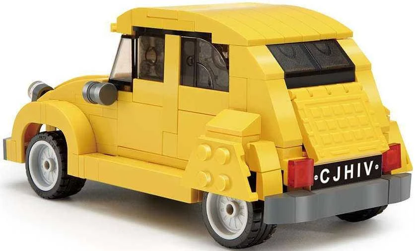 Klocki Konstrukcyjne CaDA Auto miejskie Važiuoklė Geltona Autko Citroen 2CV 298 dalys