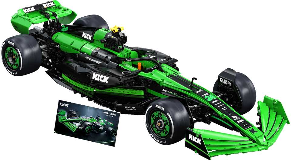CaDA statybinės plytos F1 Kick Sauber sportinis lenktyninis automobilis 2553 vienetai C64010W