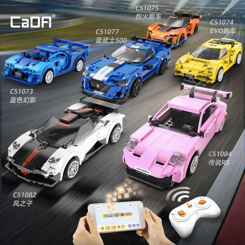 CaDA Statybiniai blokai Sportinis automobilis Rožinė Lenktyninis automobilis Legand Sports Cars RS Race car 280 dalys RC Dual Mode