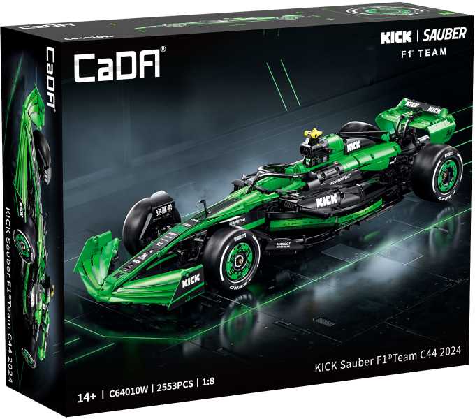CaDA statybinės plytos F1 Kick Sauber sportinis lenktyninis automobilis 2553 vienetai C64010W