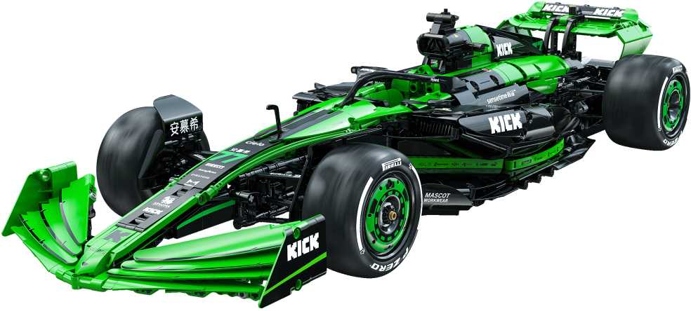 CaDA statybinės plytos F1 Kick Sauber sportinis lenktyninis automobilis 2553 vienetai C64010W
