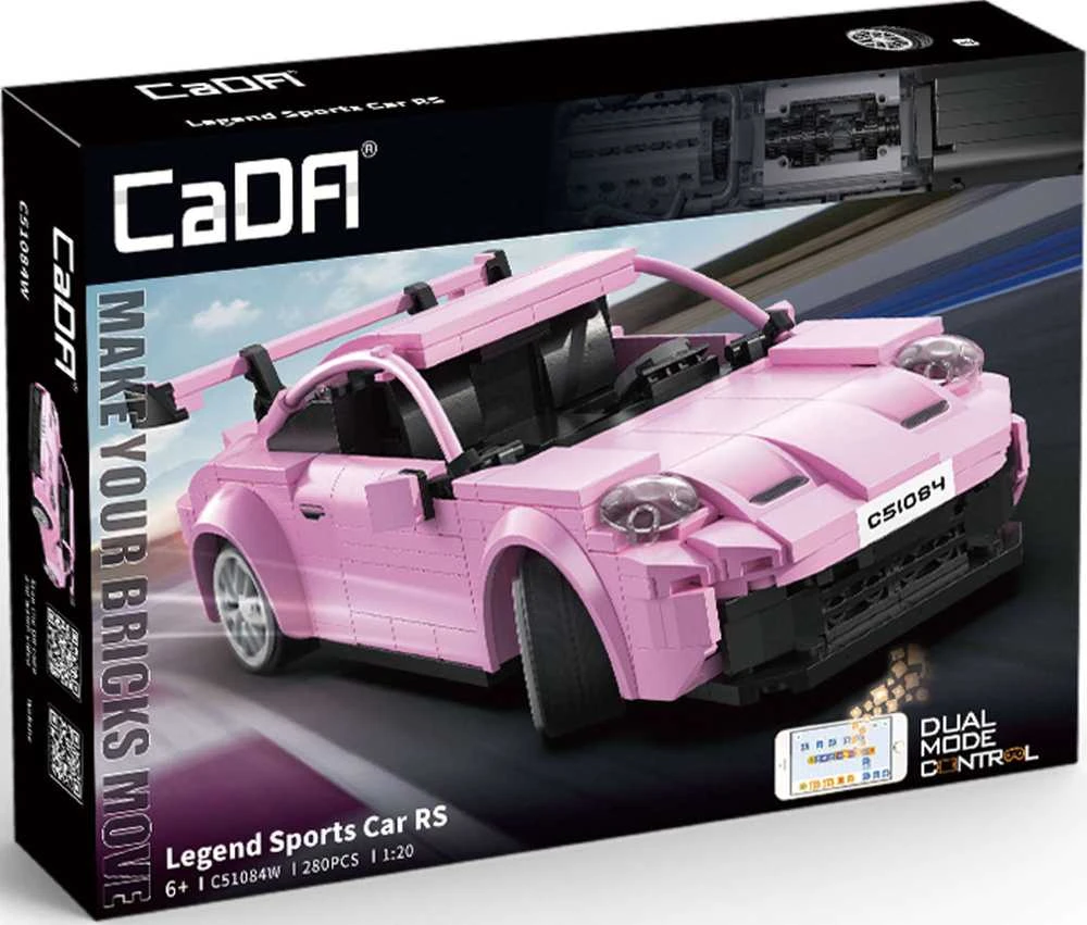 CaDA Statybiniai blokai Sportinis automobilis Rožinė Lenktyninis automobilis Legand Sports Cars RS Race car 280 dalys RC Dual Mode