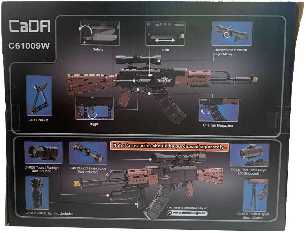 CaDA statybinių blokų ginklas AK-47 Kalašnikovo šautuvas realistiškas automatinis šautuvas 738 dienos 8+