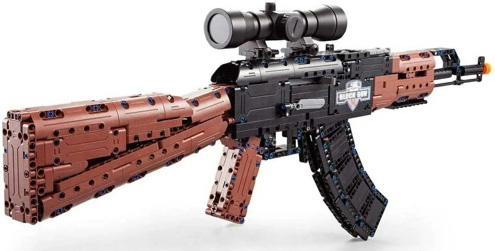 CaDA statybinių blokų ginklas AK-47 Kalašnikovo šautuvas realistiškas automatinis šautuvas 738 dienos 8+