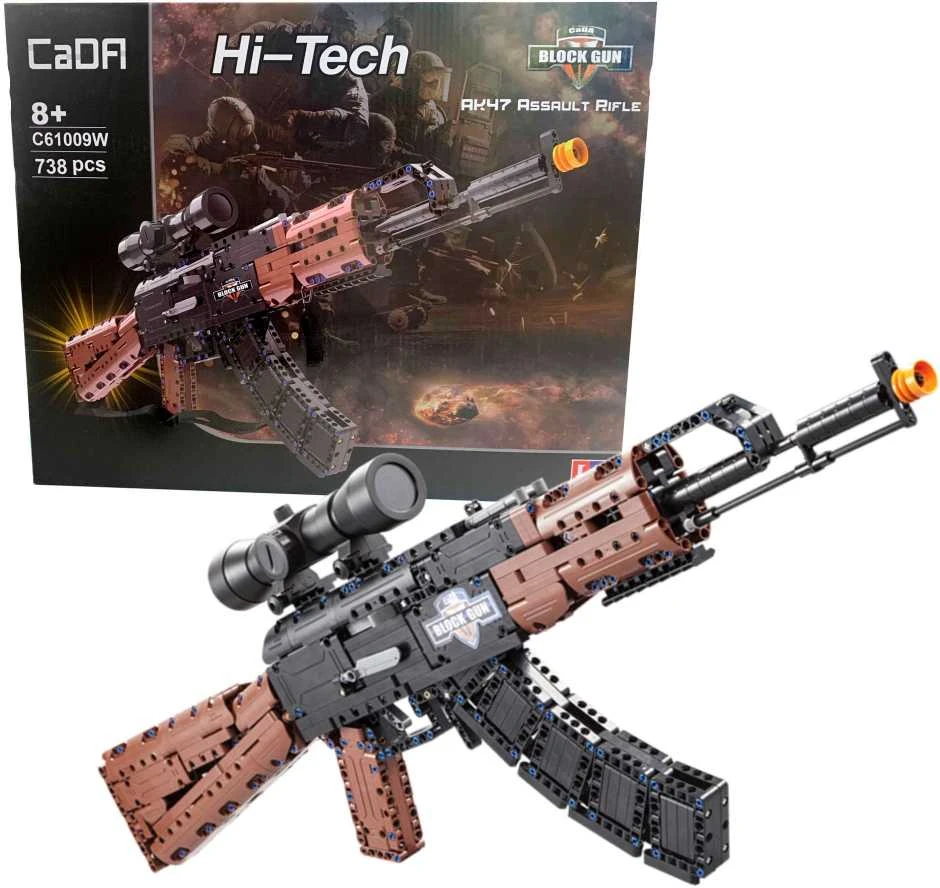 CaDA statybinių blokų ginklas AK-47 Kalašnikovo šautuvas realistiškas automatinis šautuvas 738 dienos 8+