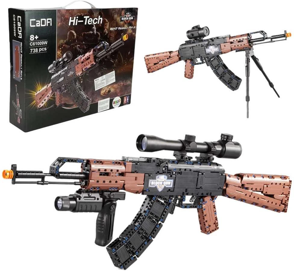 CaDA statybinių blokų ginklas AK-47 Kalašnikovo šautuvas realistiškas automatinis šautuvas 738 dienos 8+