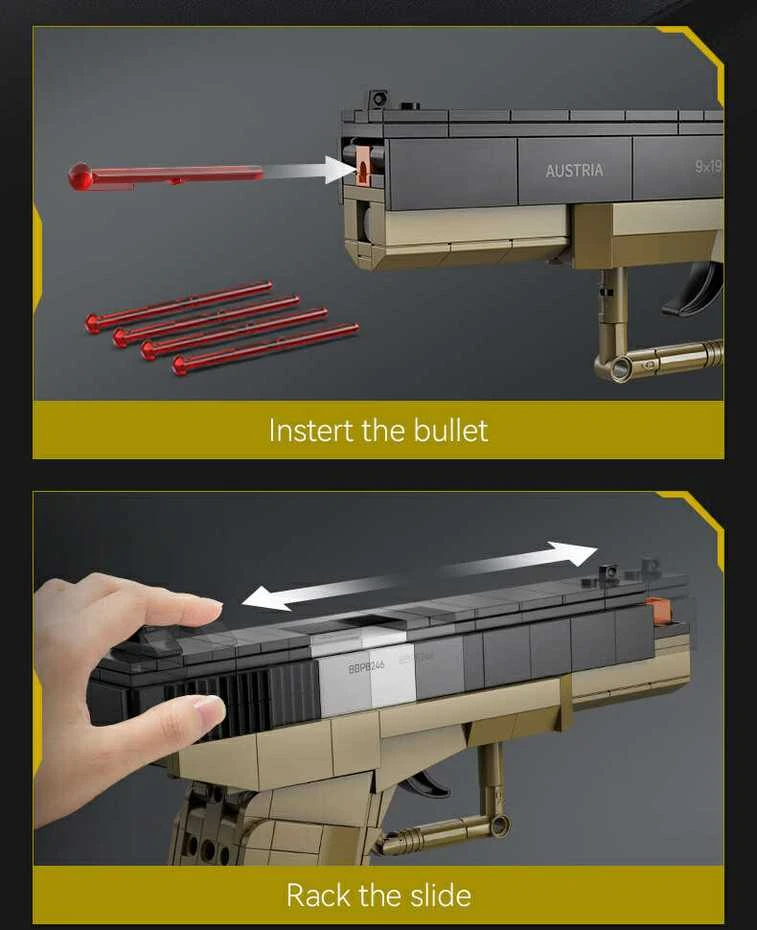 CADA Blocks PISTOL 17 PISTOL 5 SHELLS 338 ELEMENTS REPLIKA