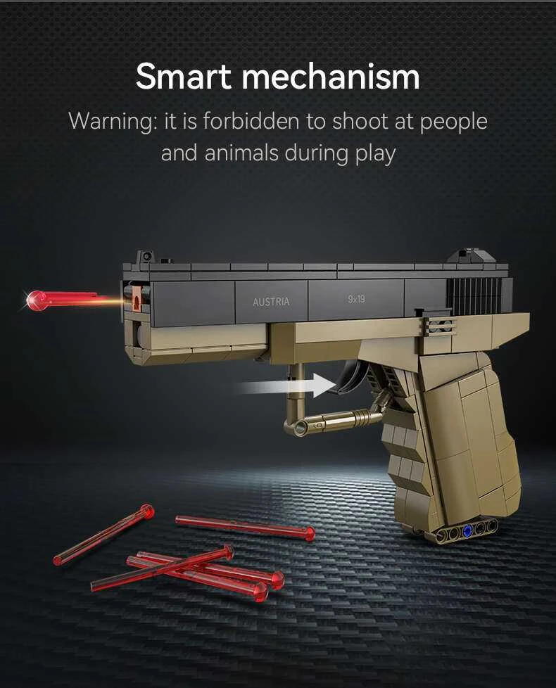 CADA Blocks PISTOL 17 PISTOL 5 SHELLS 338 ELEMENTS REPLIKA