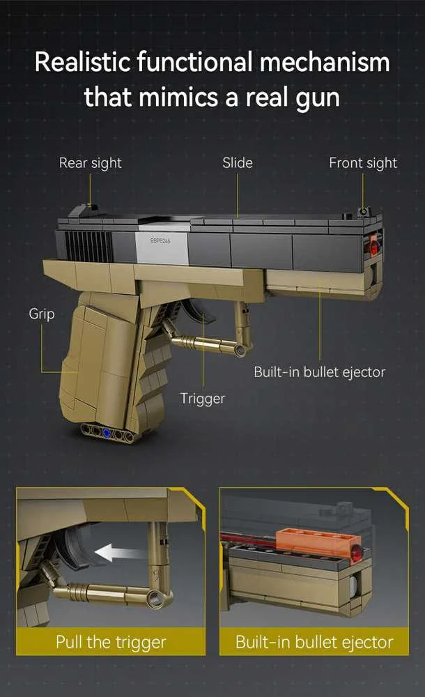 CADA Blocks PISTOL 17 PISTOL 5 SHELLS 338 ELEMENTS REPLIKA