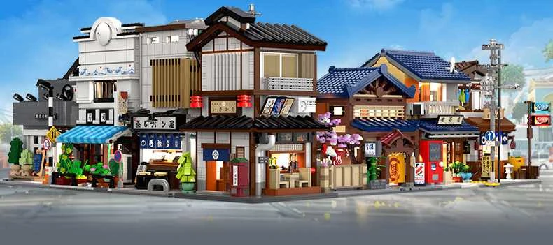 CaDA statybiniai kaladėlės Izakajos japoniško stiliaus užeigos pastatas su LED šviesa, 1195 detalės, C66019W