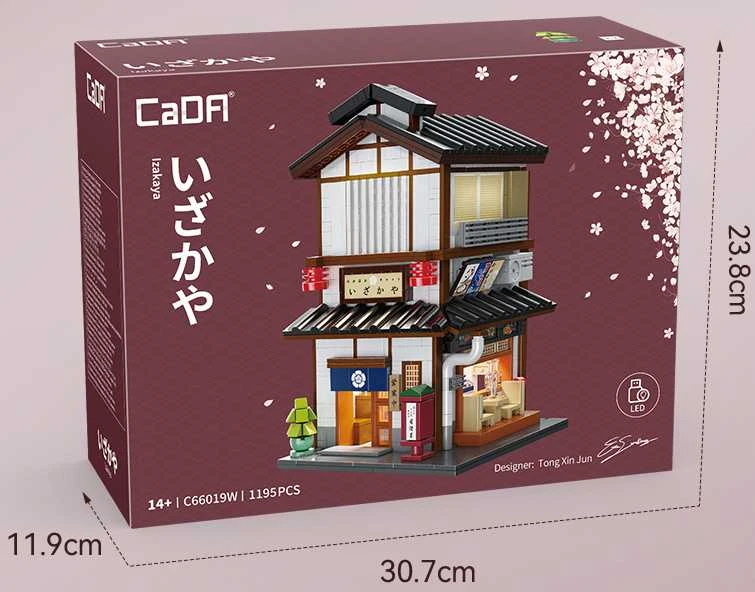 CaDA statybiniai kaladėlės Izakajos japoniško stiliaus užeigos pastatas su LED šviesa, 1195 detalės, C66019W