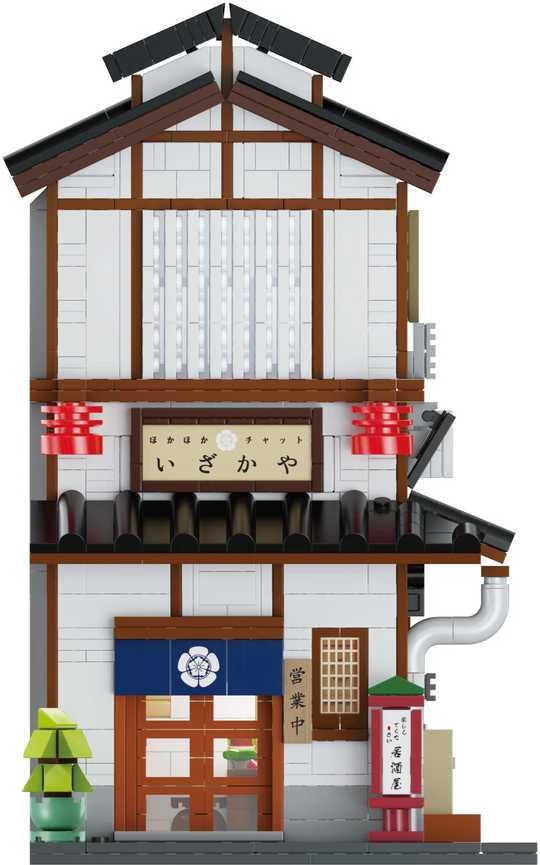 CaDA statybiniai kaladėlės Izakajos japoniško stiliaus užeigos pastatas su LED šviesa, 1195 detalės, C66019W