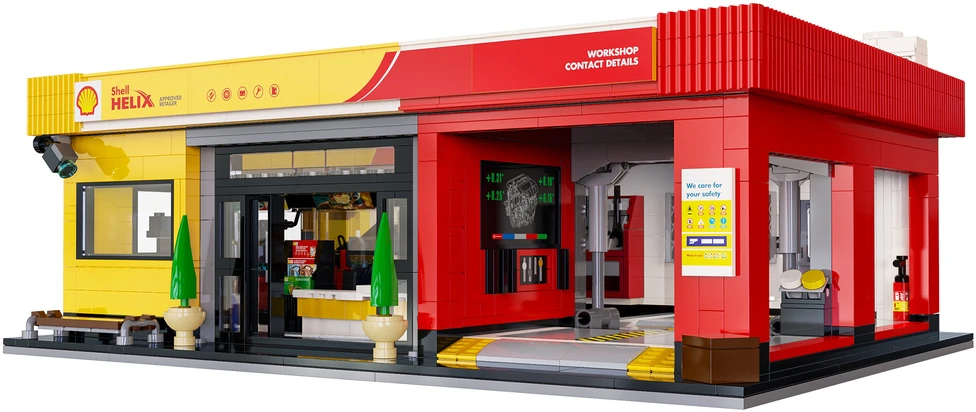 Konstruktoriaus kaladėlės CaDA Shell pastatas serviso stotis 1697 elementai C66025W