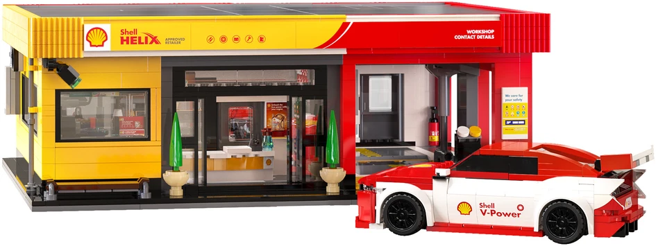 Konstruktoriaus kaladėlės CaDA Shell pastatas serviso stotis 1697 elementai C66025W