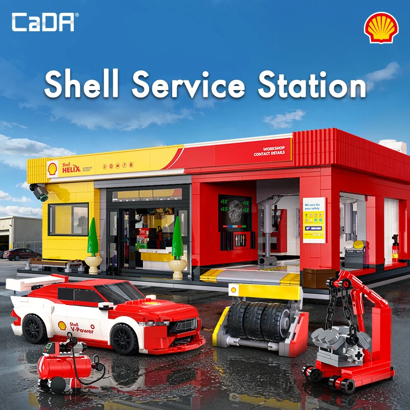 Konstruktoriaus kaladėlės CaDA Shell pastatas serviso stotis 1697 elementai C66025W