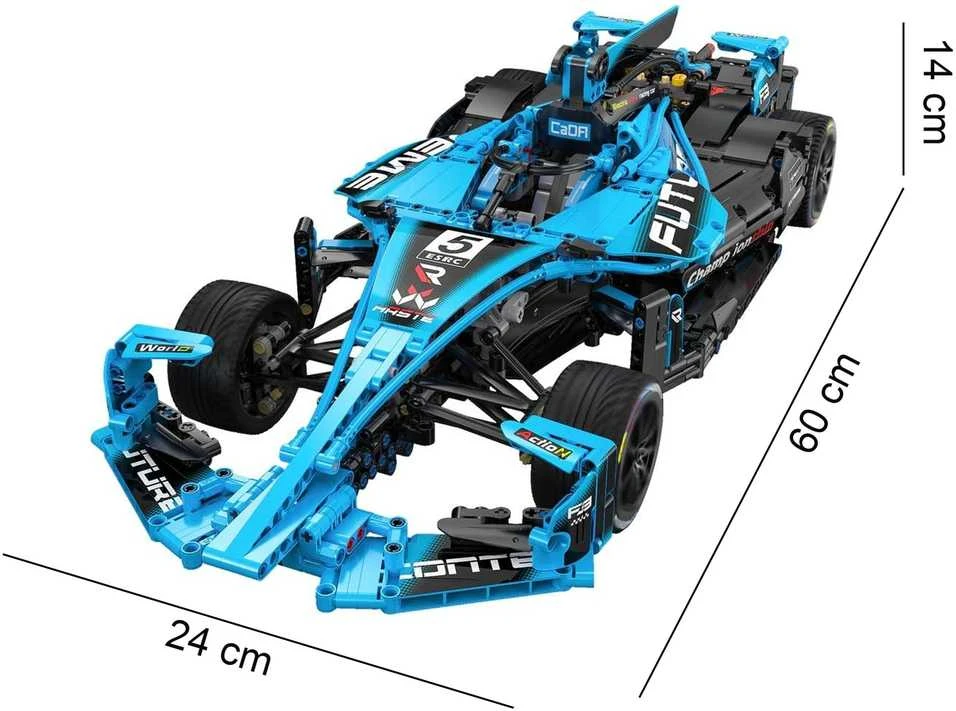 CaDA statybiniai blokai Didelis lenktyninis automobilis 60 cm Sportinis automobilis Elektrinis Super Racing Car Žydra lenktyninis automobilis Važiuoklė 1667 dalys