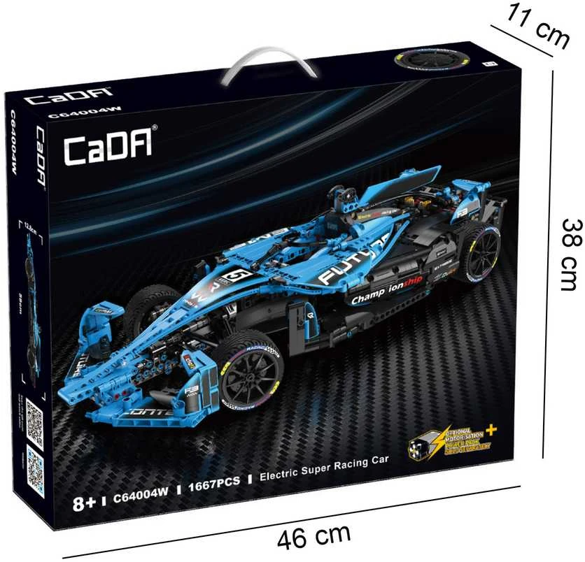 CaDA statybiniai blokai Didelis lenktyninis automobilis 60 cm Sportinis automobilis Elektrinis Super Racing Car Žydra lenktyninis automobilis Važiuoklė 1667 dalys