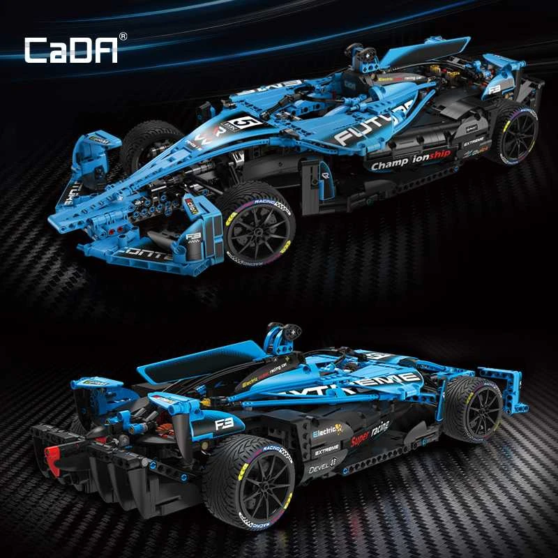 CaDA statybiniai blokai Didelis lenktyninis automobilis 60 cm Sportinis automobilis Elektrinis Super Racing Car Žydra lenktyninis automobilis Važiuoklė 1667 dalys