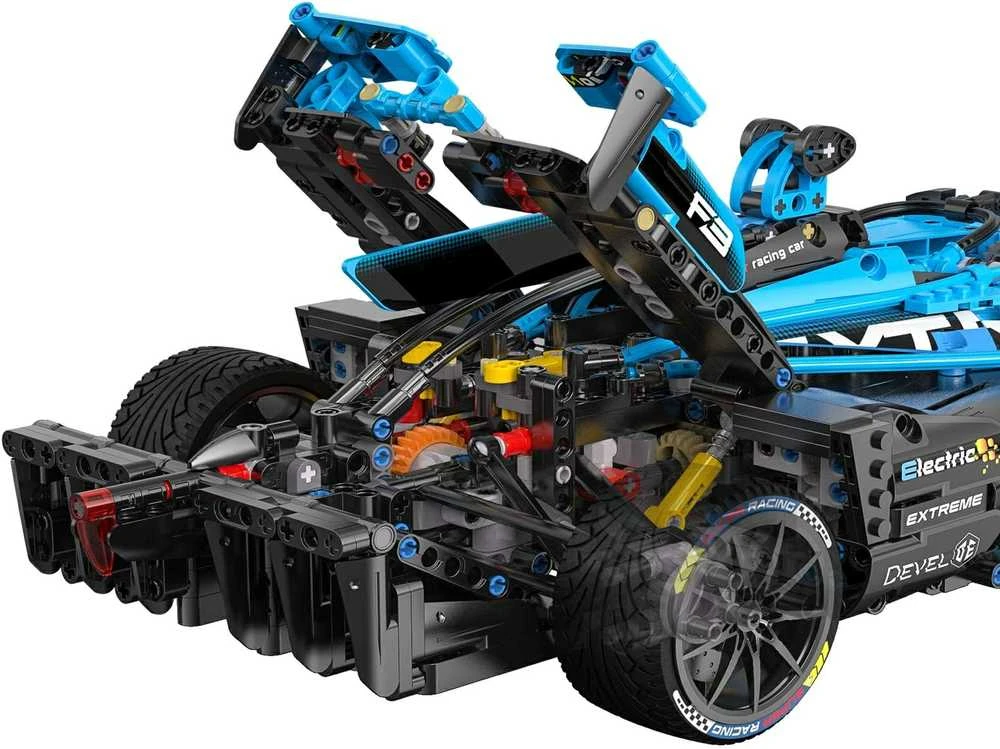 CaDA statybiniai blokai Didelis lenktyninis automobilis 60 cm Sportinis automobilis Elektrinis Super Racing Car Žydra lenktyninis automobilis Važiuoklė 1667 dalys