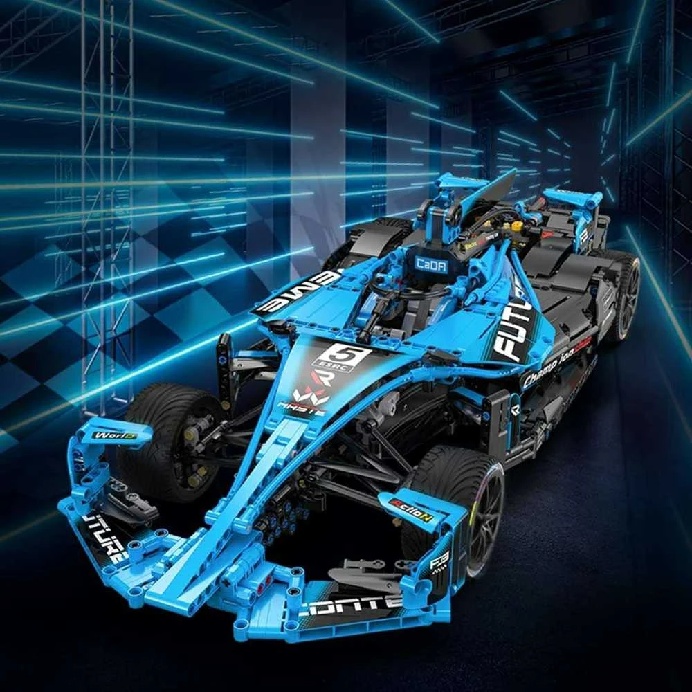 CaDA statybiniai blokai Didelis lenktyninis automobilis 60 cm Sportinis automobilis Elektrinis Super Racing Car Žydra lenktyninis automobilis Važiuoklė 1667 dalys