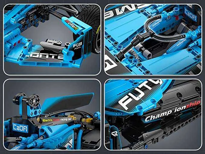 CaDA statybiniai blokai Didelis lenktyninis automobilis 60 cm Sportinis automobilis Elektrinis Super Racing Car Žydra lenktyninis automobilis Važiuoklė 1667 dalys