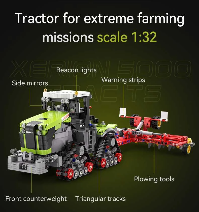 CaDA statybiniai blokai Didelis žemės ūkio traktorius CLAAS XERION 5000 TRAC TS Važiuoklė 1336 dalys