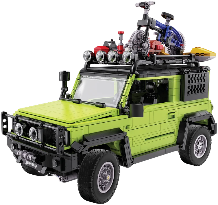 CaDA Statybiniai blokai Didelis 2in1 visureigis Suzuki Jimny žalia Off Roader 1803 Pieces