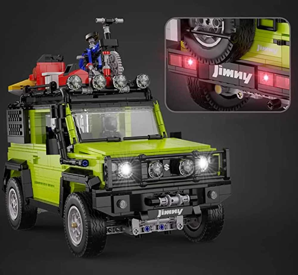 CaDA Statybiniai blokai Didelis 2in1 visureigis Suzuki Jimny žalia Off Roader 1803 Pieces