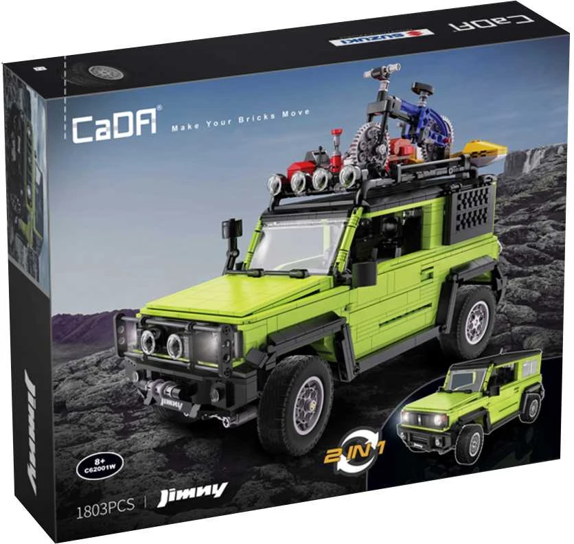 CaDA Statybiniai blokai Didelis 2in1 visureigis Suzuki Jimny žalia Off Roader 1803 Pieces