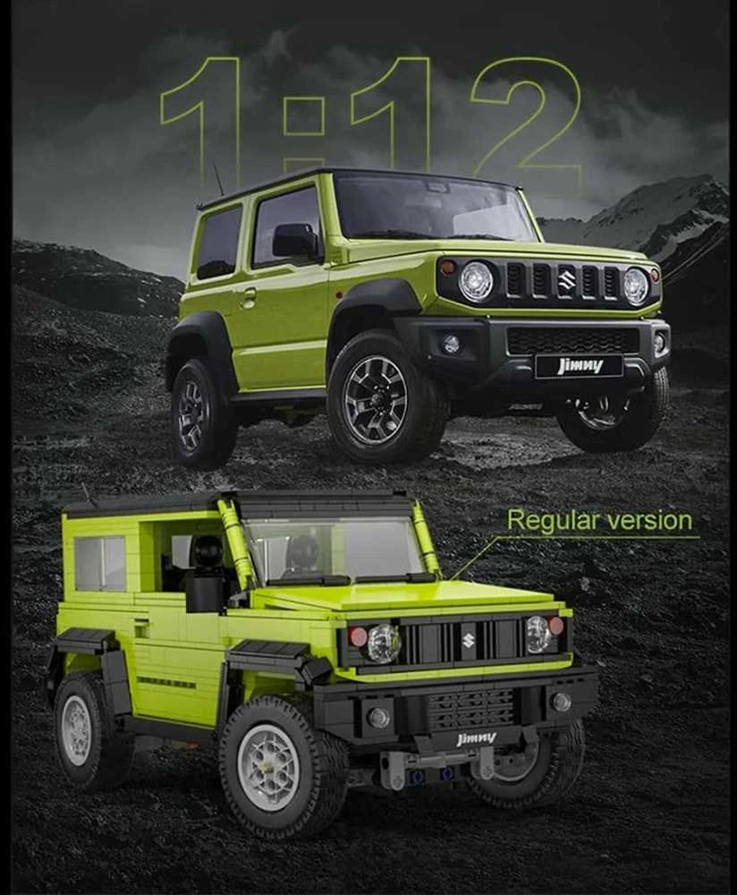 CaDA Statybiniai blokai Didelis 2in1 visureigis Suzuki Jimny žalia Off Roader 1803 Pieces