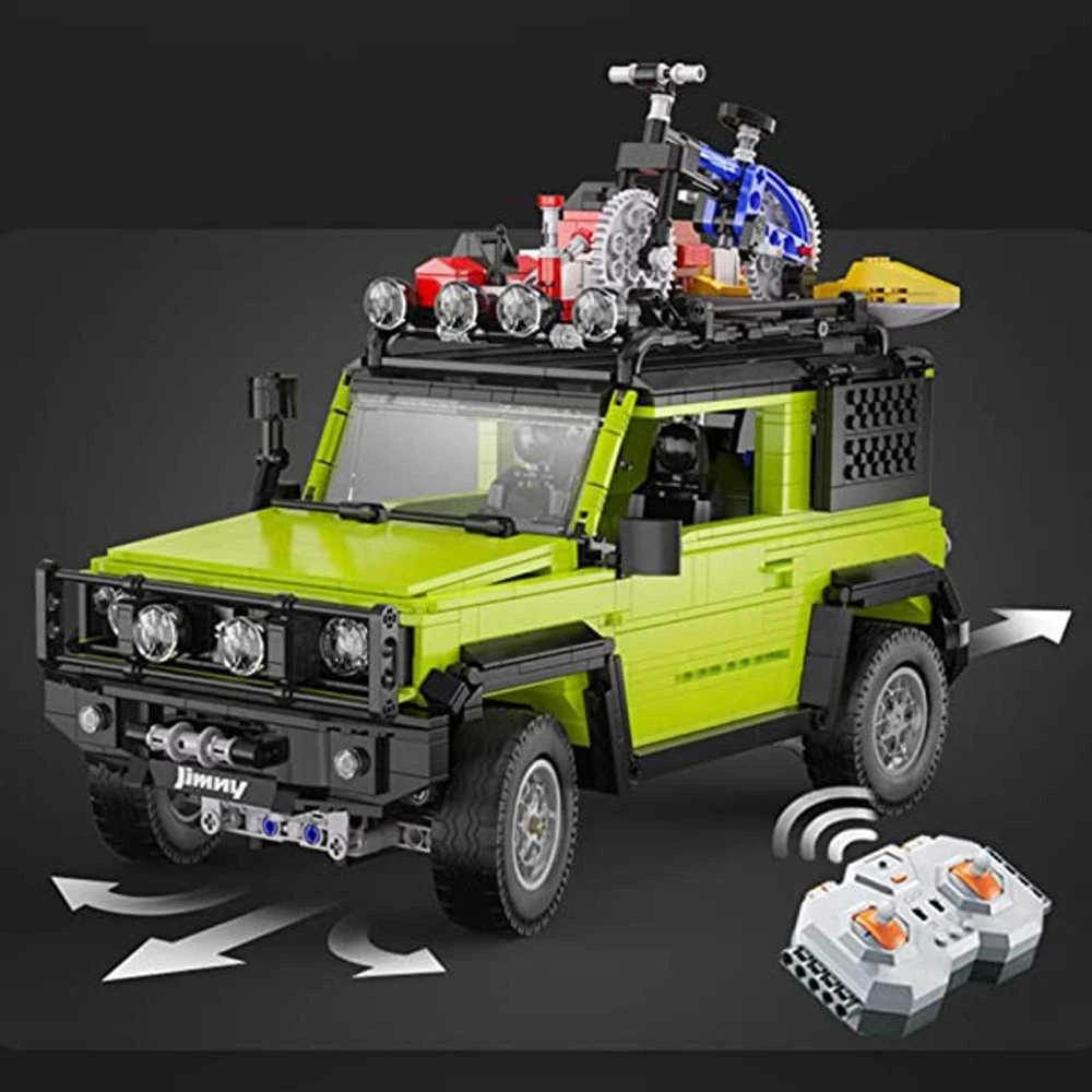 CaDA Statybiniai blokai Didelis 2in1 visureigis Suzuki Jimny žalia Off Roader 1803 Pieces