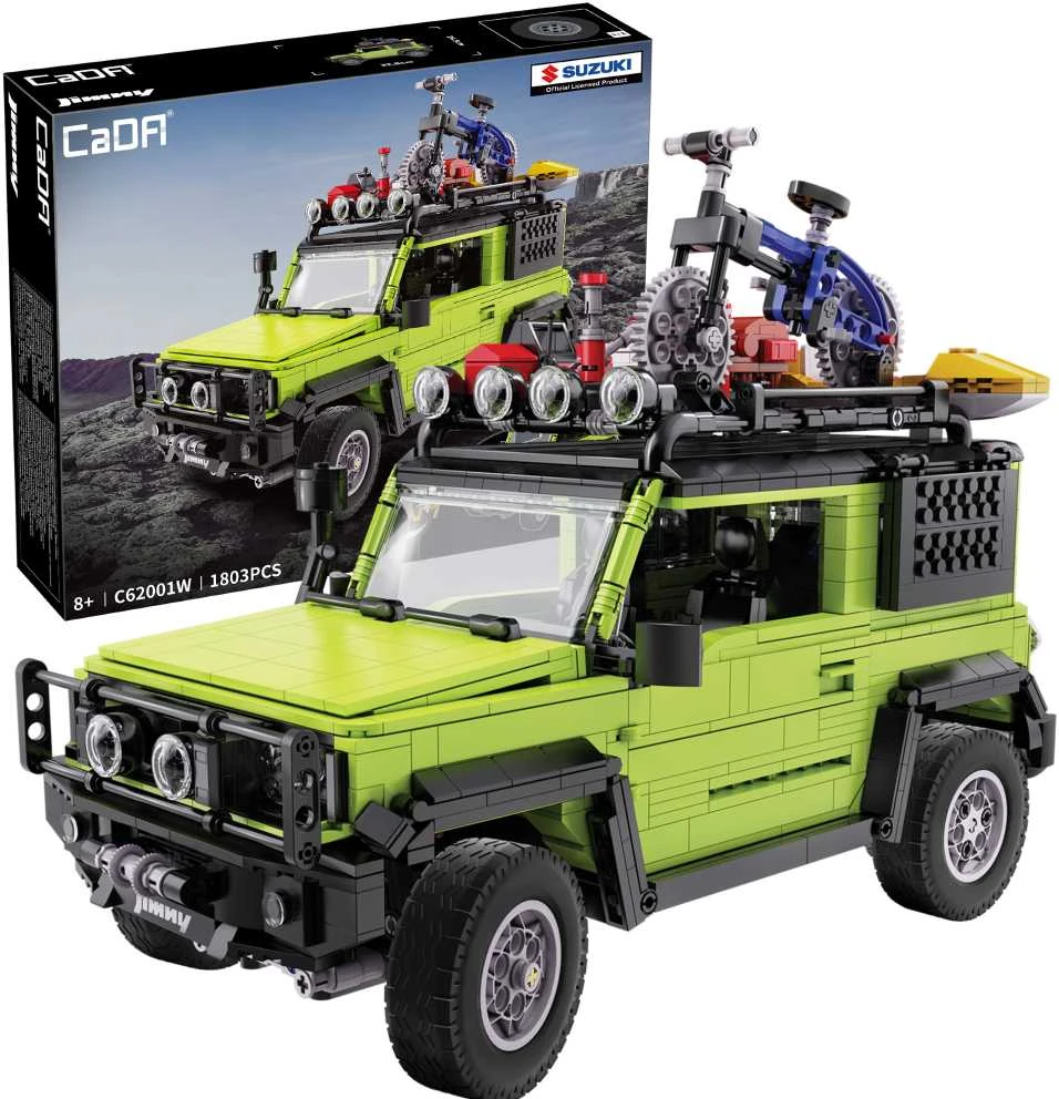 CaDA Statybiniai blokai Didelis 2in1 visureigis Suzuki Jimny žalia Off Roader 1803 Pieces