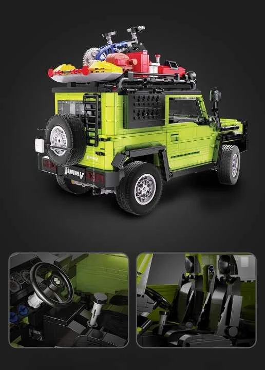 CaDA Statybiniai blokai Didelis 2in1 visureigis Suzuki Jimny žalia Off Roader 1803 Pieces