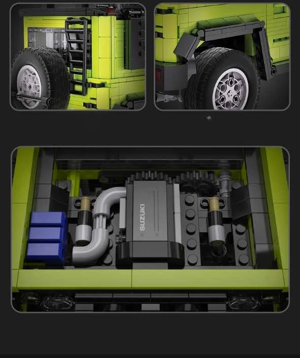 CaDA Statybiniai blokai Didelis 2in1 visureigis Suzuki Jimny žalia Off Roader 1803 Pieces