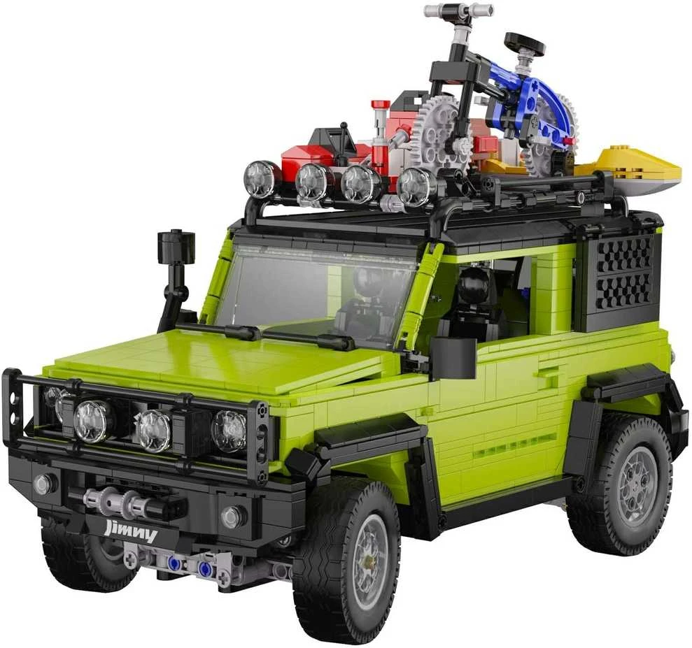 CaDA Statybiniai blokai Didelis 2in1 visureigis Suzuki Jimny žalia Off Roader 1803 Pieces