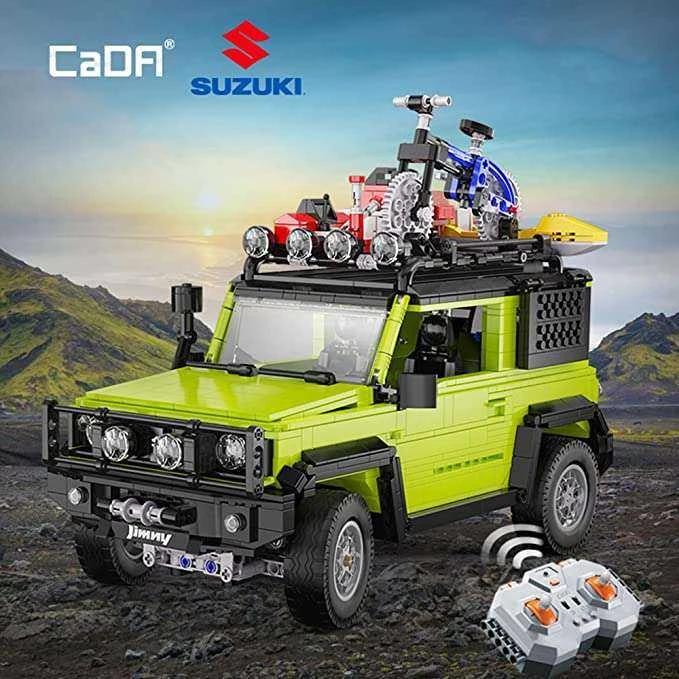 CaDA Statybiniai blokai Didelis 2in1 visureigis Suzuki Jimny žalia Off Roader 1803 Pieces