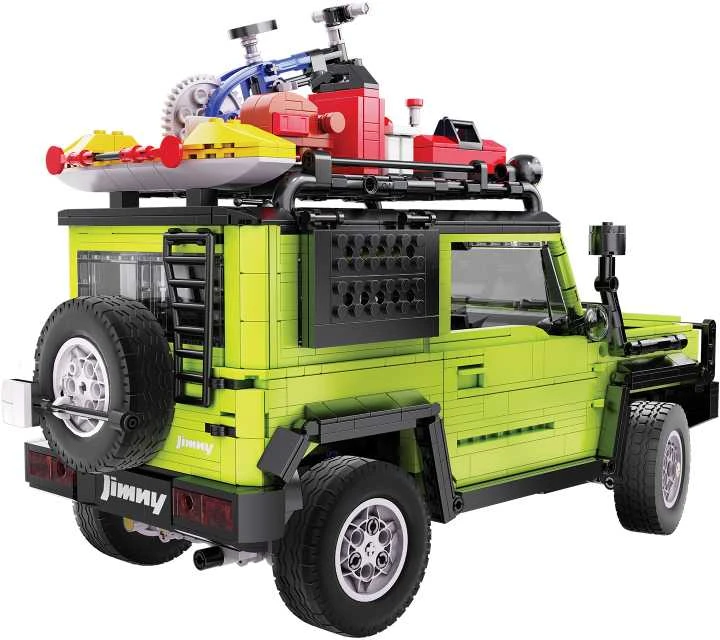 CaDA Statybiniai blokai Didelis 2in1 visureigis Suzuki Jimny žalia Off Roader 1803 Pieces