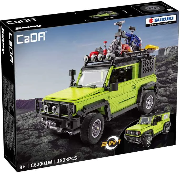 CaDA Statybiniai blokai Didelis 2in1 visureigis Suzuki Jimny žalia Off Roader 1803 Pieces