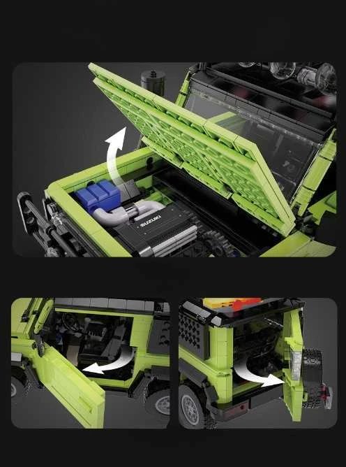 CaDA Statybiniai blokai Didelis 2in1 visureigis Suzuki Jimny žalia Off Roader 1803 Pieces