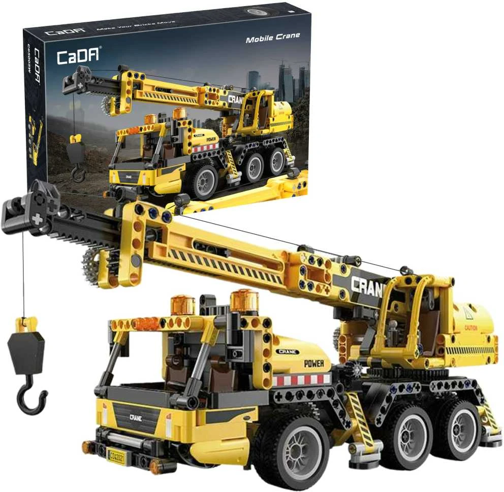 CADA statybiniai blokai Crane CRANE 658 el. DIDELIS statybinis automobilis 37 cm