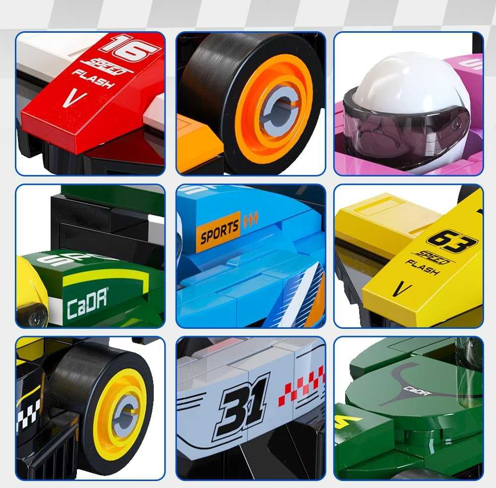 Konstrukciniai kaladėlės CaDA rinkinys 8 lenktyninių automobilių Circuit Racing Car 560 elementų