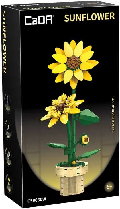 CaDA Construction Blocks komplektas Flowers Słonecznik vazone 27 cm C59030W 187 dienos