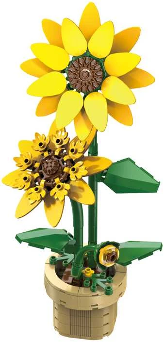 CaDA Construction Blocks komplektas Flowers Słonecznik vazone 27 cm C59030W 187 dienos