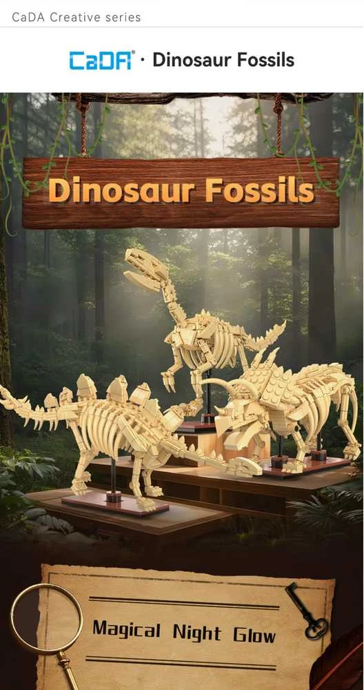 CADA statybinės plytos Dinosaur Triceratops Luminous 272 vnt C59013W