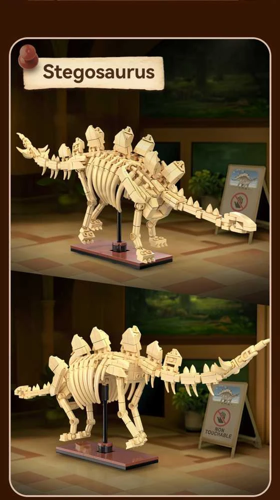 CaDA dinozaurų fosilijų dinozauro skeleto rinkinys: stegozauras, 297 dalys