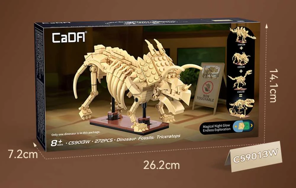 CADA statybinės plytos Dinosaur Triceratops Luminous 272 vnt C59013W