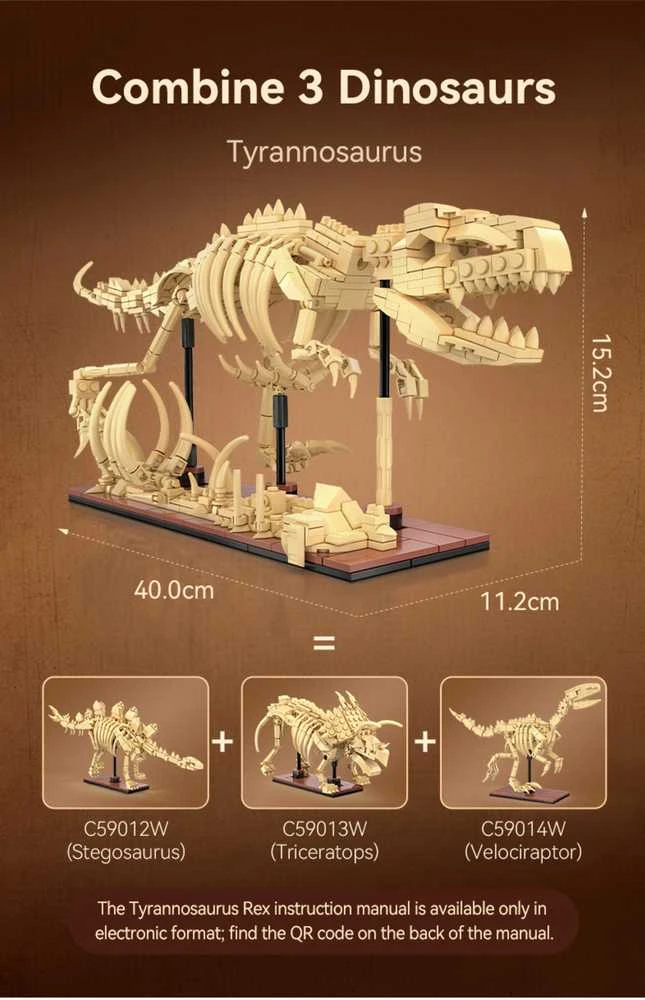 CADA statybinės plytos Dinosaur Triceratops Luminous 272 vnt C59013W